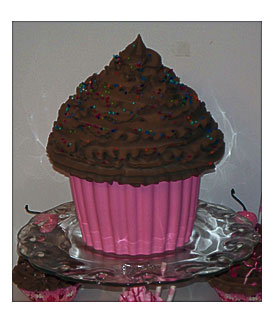 Giant Fake Cupcake Chocolate And Pink With Rainbow Sprinkles Great