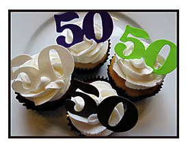 Amanda's Custom Cakes 50th Birthday Cake & Cupcakes