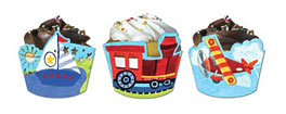 The Go Train, Sailboat, And Airplane Cupcake Wrappers
