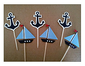 12 Nautical Cupcake Picks toppers By Diapercake4less On Etsy