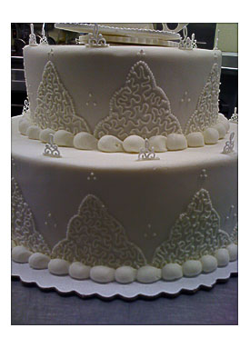 Classing White Fondant Cake With Cornelli Lace TheCakeBaker