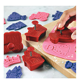 Cake Boss Decorating Tools 4 Piece Princess Fondant Press Set, Red