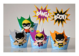 Super Heroes Batman Party Cupcake Wrappers By GlitterInkDesigns