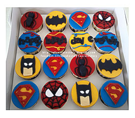 Allcupcakestory Superman, Batman & Spiderman Theme Cupcake