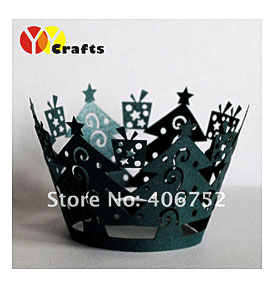 Koop Snel Het Verschepen 12 Stuks pack Kerstboom Kant Cupcake Wrappers