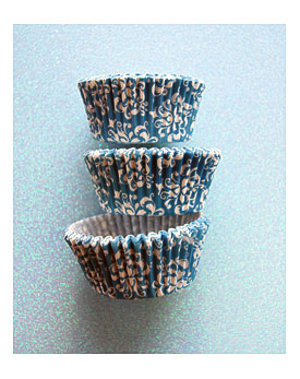 White And Light Blue Damask Cupcake Liners By CupcakeSocial