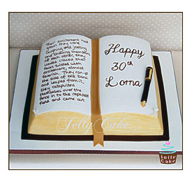 Open Book 30th Birthday Cake An Open Book Cake With Gold E