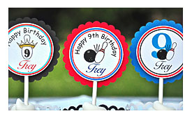 Bowling Cupcake Toppers