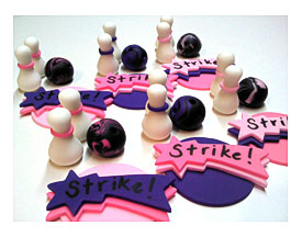 Bowling 10 Pin Hobby Play Party Celebrate 12 Cupcake Cake Topper Set