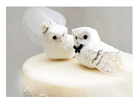 Wedding Cake Topper In Winter White Rustic Bride And Groom Love Birds