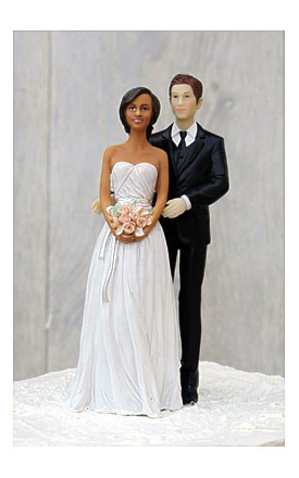 Wedding Cake Topper African American Bride Caucasian Groom