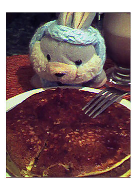 Prince Bunny eating pan cakes