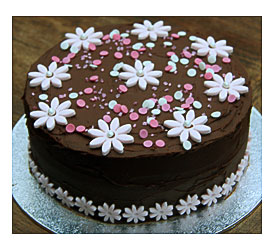 Chocolate And Pink Flower Birthday Cake Lovinghomemade