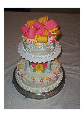 Pink & Yellow Tiered Cake top