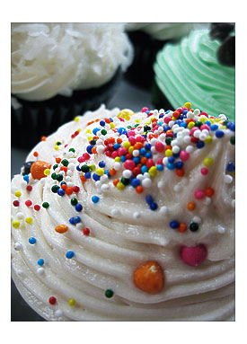 Vanilla cupcakes, with sprinkles!