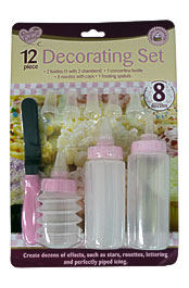 Set Of 12 Cake Cupcake Biscuit Decorating Kit Icing Bottle Nozzles