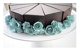 Chocolate Cake Slice Favor Box With Blue Flowers 1 By Imeondesign