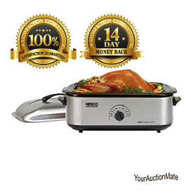 Nesco 18 quart Turkey Roaster Oven 22 pound Stainless Steel Large Slow