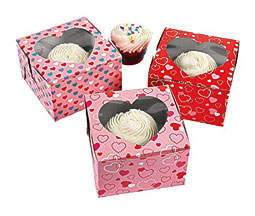 Dozen Cardboard Valentine's Day Cupcake Boxes
