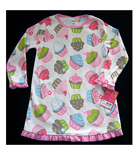 New Carters Fleece Nightgown Cupcakes Size S 4 5 Girls Pink White