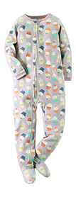 CARTER'S Little Girls' Cupcake One Piece Footed Pajamas Free Shipping