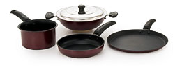 Cookware Set In Maroon Color 5 Pcs Online At Discount Price In India