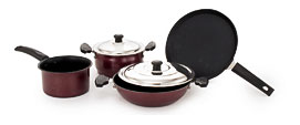 Cookware Set In Maroon Color 6 Pcs Online At Discount Price In India