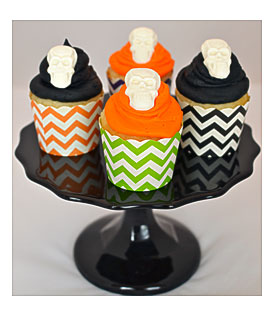 Wilton Cake White Skulls Chevron Cupcake Wrappers Noir Cake Stands