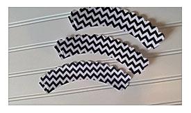 Black Chevron Cupcake Wrappers Scalloped Black By PaperedAffair