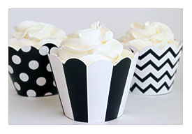Black And White Cupcake Wrappers Polka Dot Chevron Cupcake By