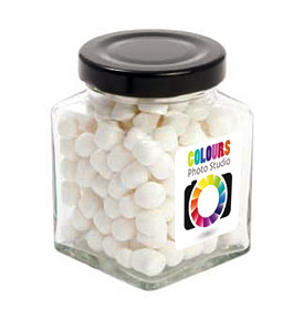 Home Small Square Jar With Mini Mints