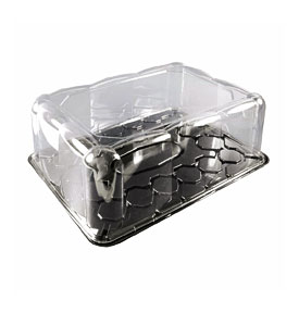 Cake Packaging Quarter Sheet Cake Container, Black Base With Clear Lid