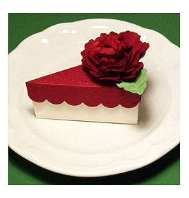 Slice Of Cake Party Favor Box Red With Cream With Handmade Paper