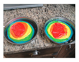 Making Anna's Rainbow Cake