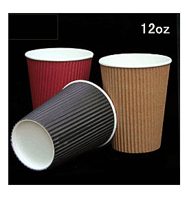 12oz Colorful Corrugated Disposable Party Paper Cup Kraft Coffee Cups