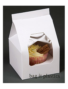 CUPCAKE BOXES WHITE CARDBOARD WITH WINDOW REMOVABLE INSERTS 1 2 4 6 12