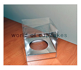 Single Cupcake Box Clear With Silver Insert Set Of 20