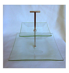 Two Tiered Clear Glass Pedestal Cake Stand Cookie Stand Cupcake Stand