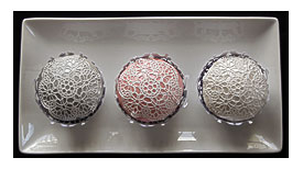 Grey, Pink And Ivory Lace Wedding Cup Cakes Are Covered With