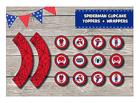 SPIDERMAN Cupcake Toppers Wrappers Printable By RedAppleStudio