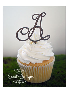 Cursive Initial Cupcake Topper Pack Of 12