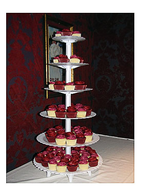 Red and Fuchsia Wedding Cupcake Citadel