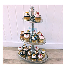 Oval Cake Stand Vintage Metal Cupcake Hotel Buffet Wedding 3 Tier