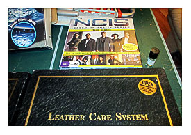 20150530 yardsale attraction IMG_0468 NCIS game, Leather Care kits