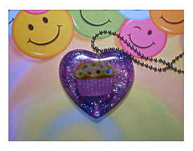 Pics Photos Purple Brown Cupcake Resin Heart Pendant