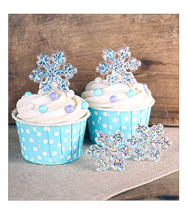 Glitter Snowflake Cupcake Rings Frozen Winter Party Cupcake