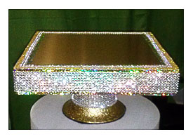 Dazzling Gold Square Cake Stand On Pedestal