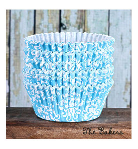 Sky Blue Damask Cupcake Liners Sky Blue By Thebakersconfections