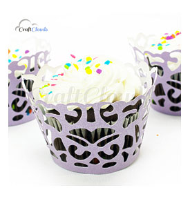 24 Elegant Purple Damask Pattern Cupcake Wrappers By CraftClouds