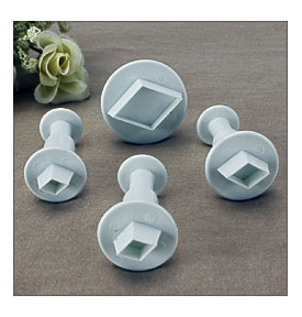 4pcs Diamond Rhombus Cake Cookie Plunger Sugarcraft Cutters Fondant